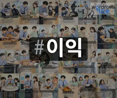 #이익 속담을 한눈에 담은 태그 일러스트
